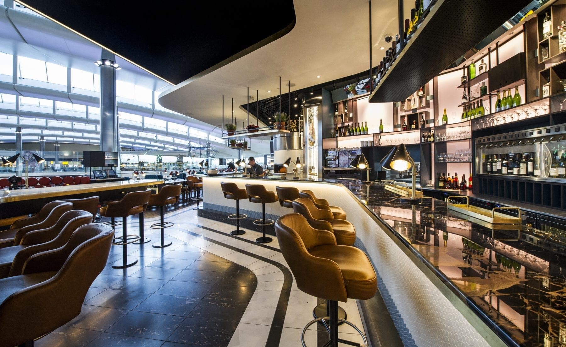 The Perfectionist's Cafe interior — ceiling installation