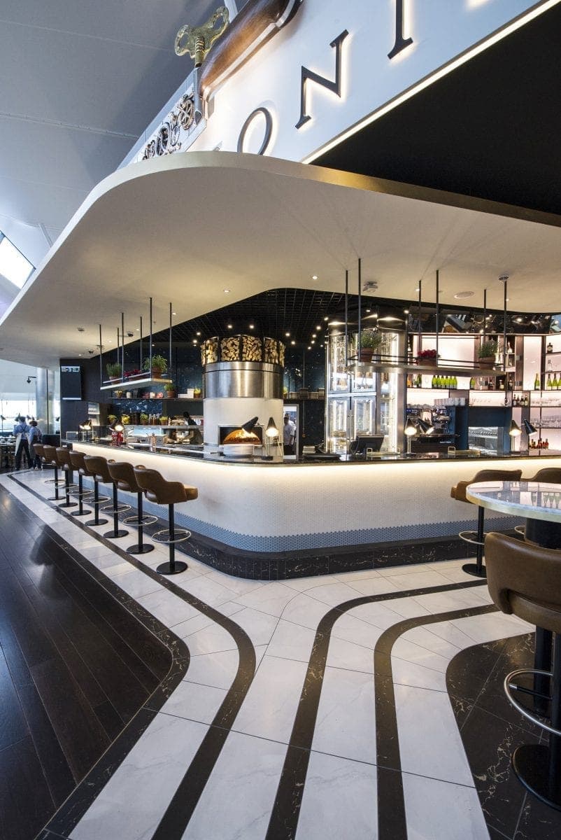 The Perfectionist's Cafe interior — ceiling detail