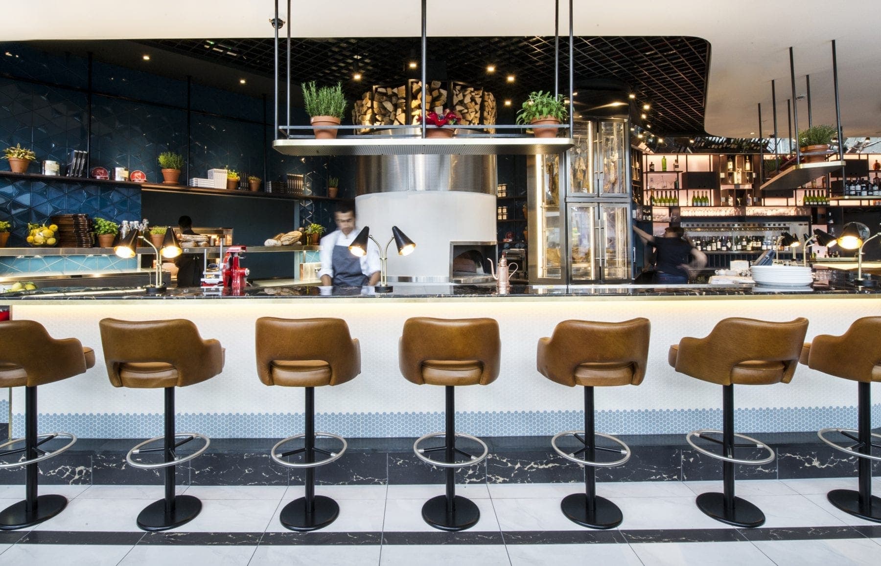 The Perfectionist's Cafe interior — finished ceiling